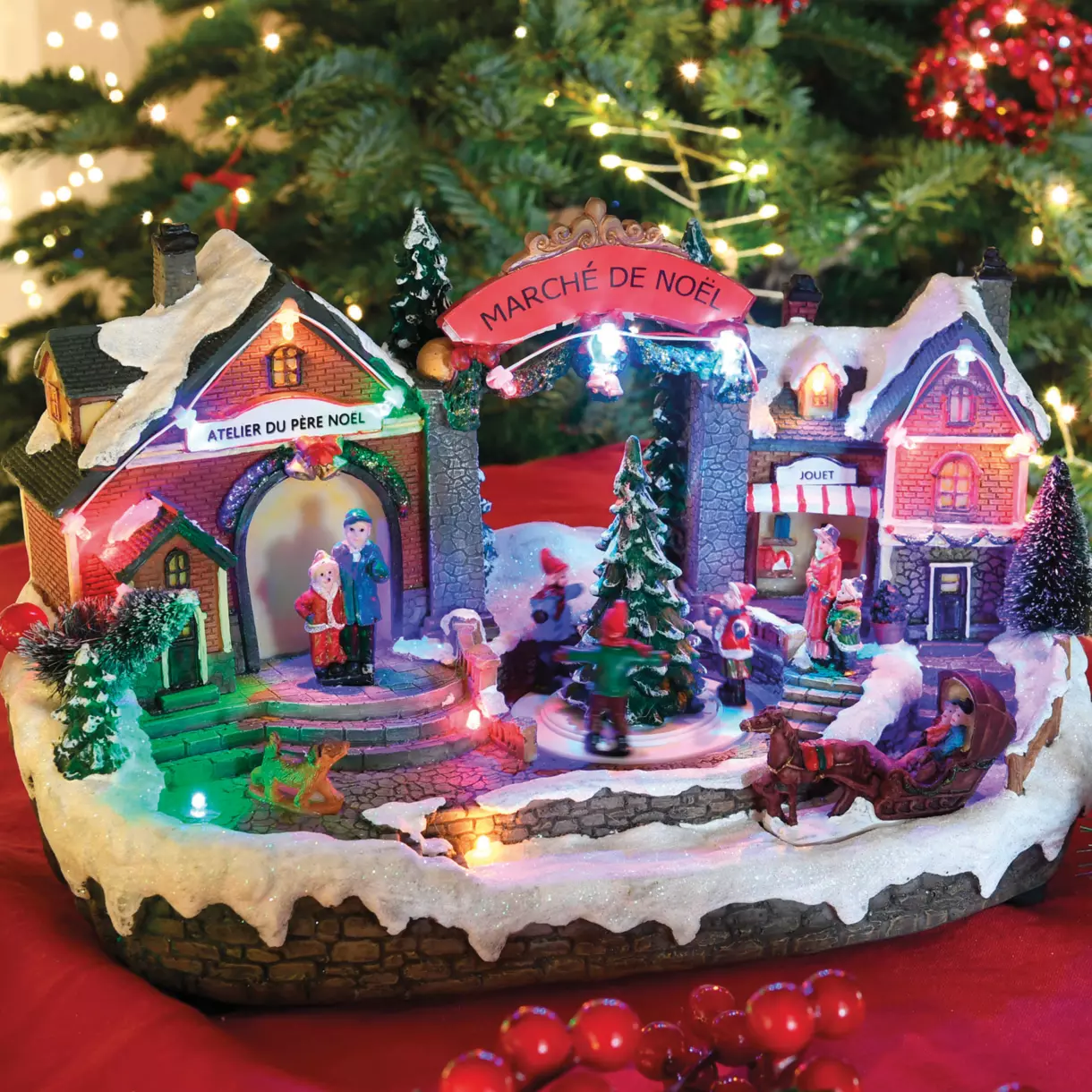 Pueblo de Navidad luminoso mercado de Navidad 1