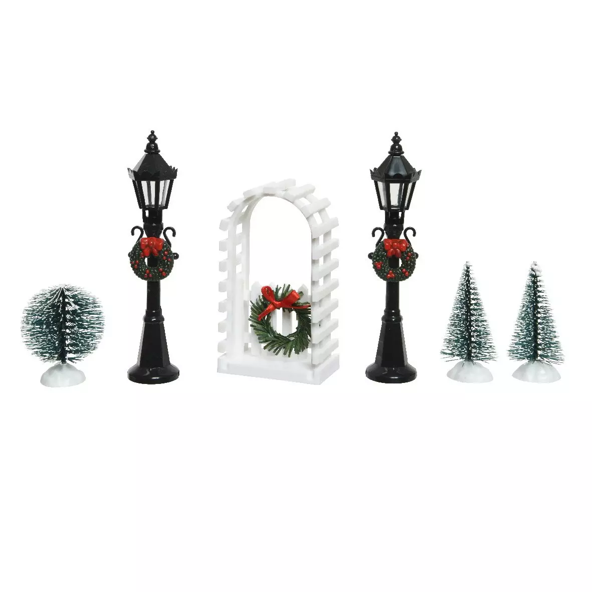 Lot d'accessoires lampadaires et décorations pour aménager un village 1