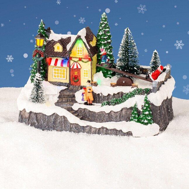 Villaggio di Natale luminoso Casa di famiglia a pile 1