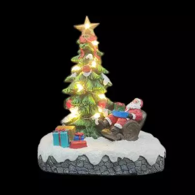 Scena della vita illuminata a pile albero di Babbo Natale 1