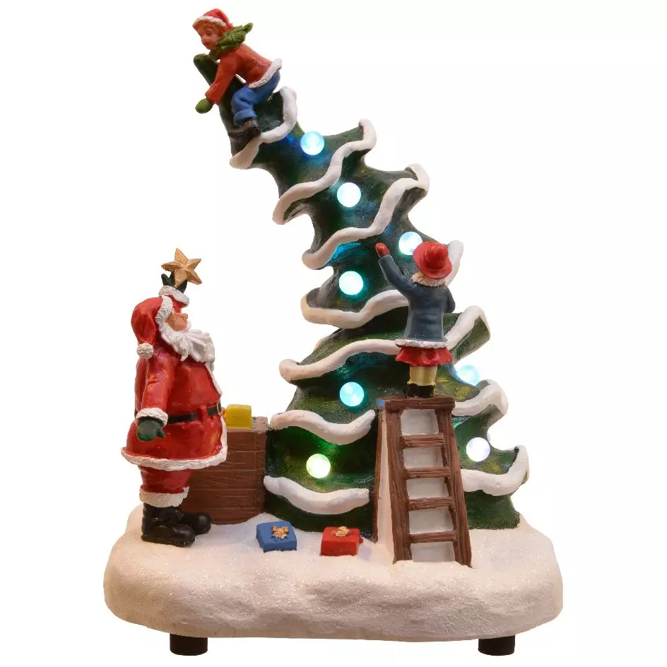 Scène de vie illuminée et musicale à piles Père-Noël Fun 1