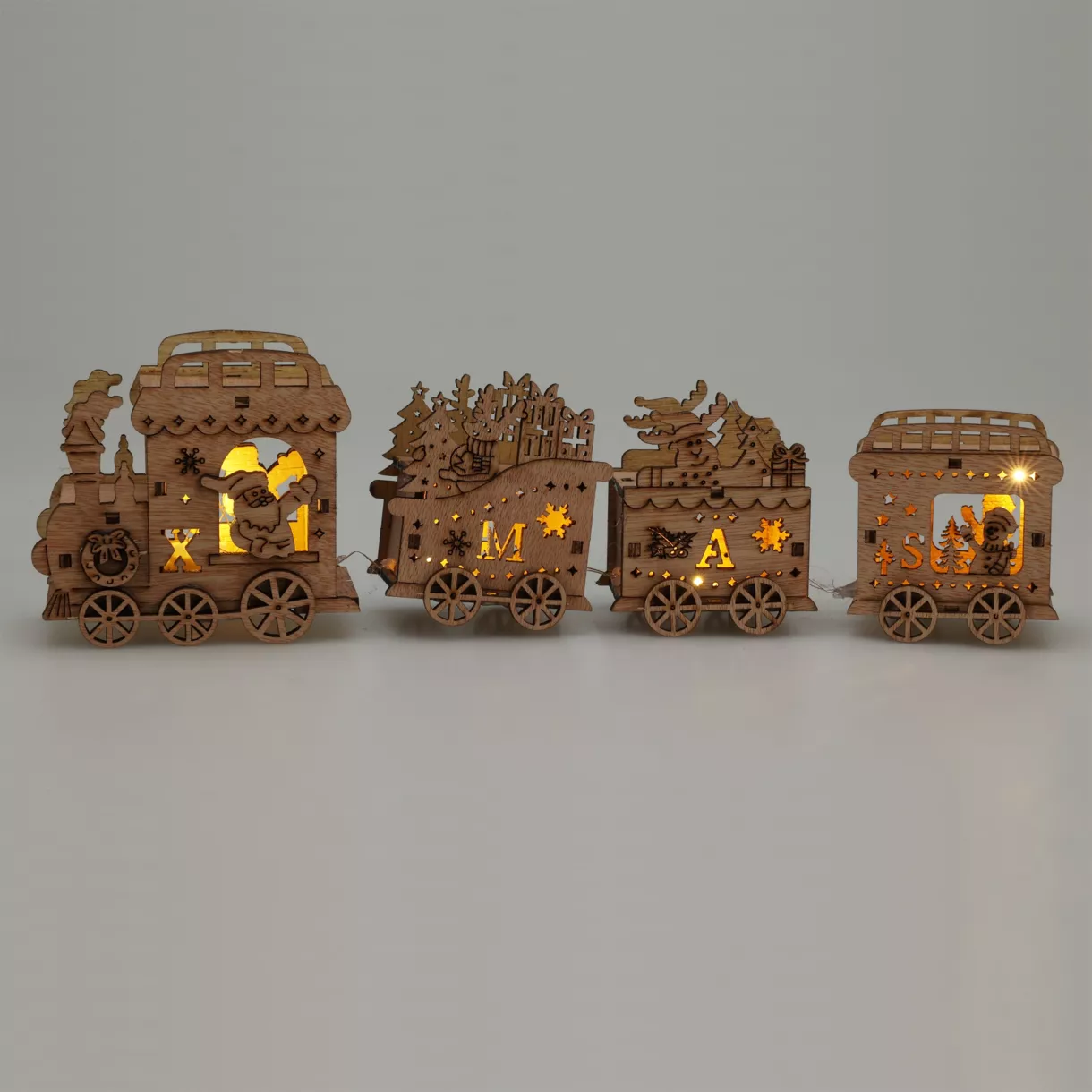 Train lumineux Bois  sculpté Naturel 2