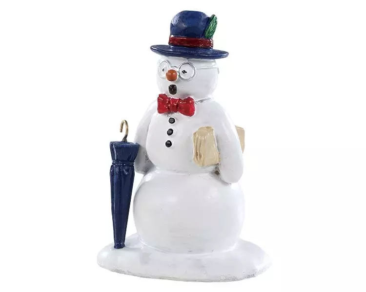 Personaje Lemax Muñeco de nieve con su sombrero y paraguas