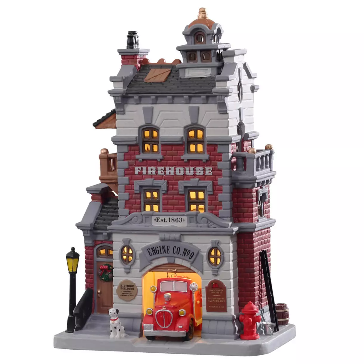 Village de Noël Lemax à piles  lumineux Caserne des pompiers 1