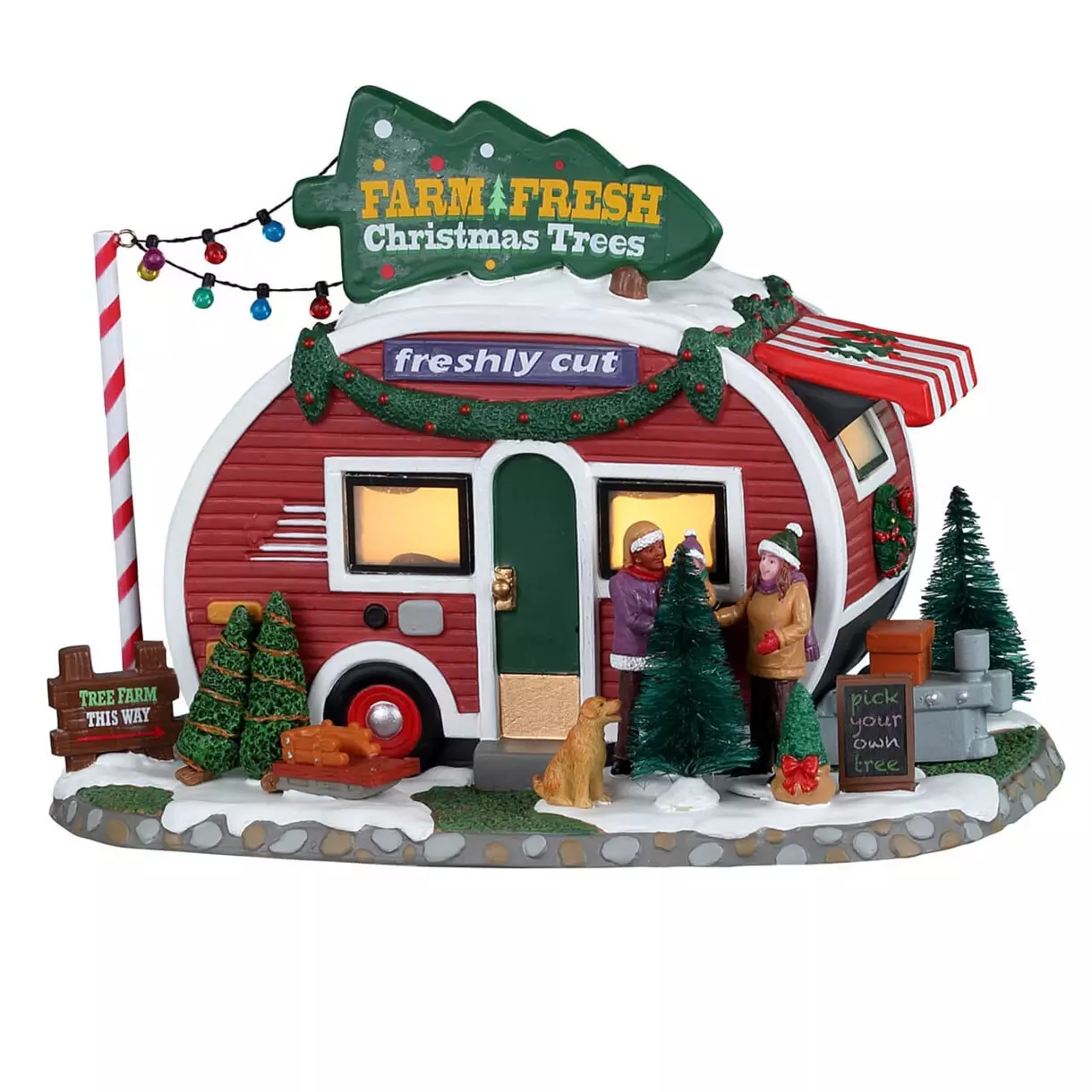Lemax verlicht kerstdorp à piles lumineux La Caravane aux arbres
 1