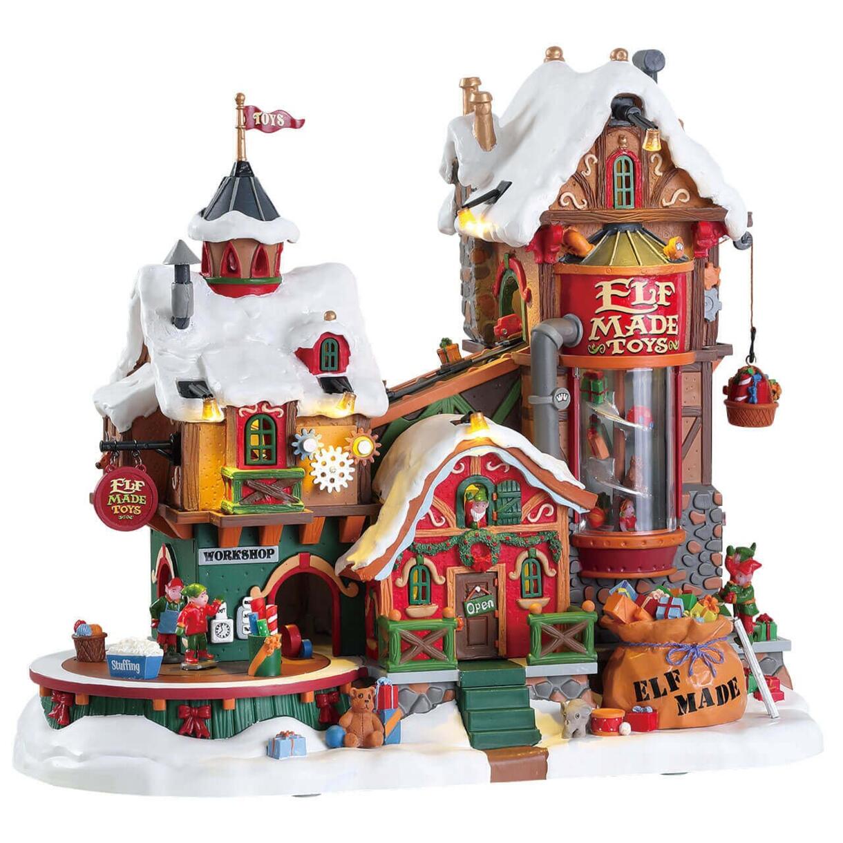 Villagio di Natale Lemax luci, musica e movimento Fabbrica di giocattoli degli elfi 1