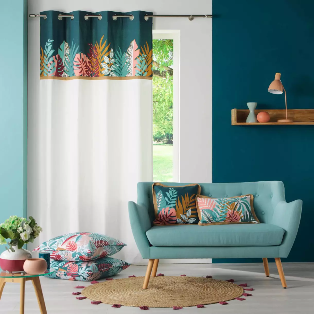 Rideau coton (140 x 240 cm) Top Jacala Bleu 1