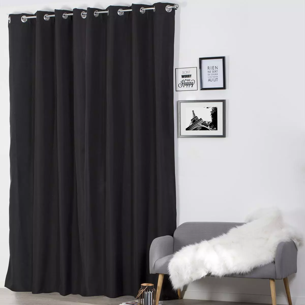 Rideau occultant isolant (140 x 260 cm) Isaia Noir 1