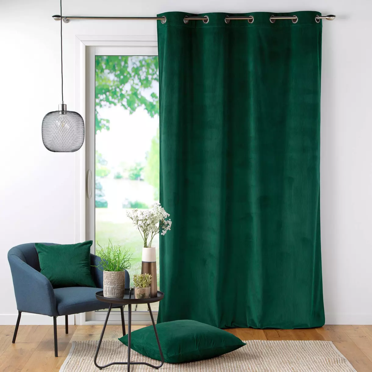 Cortina  semi-opaca(140 x 260 cm) Casual Verde obscuro 1