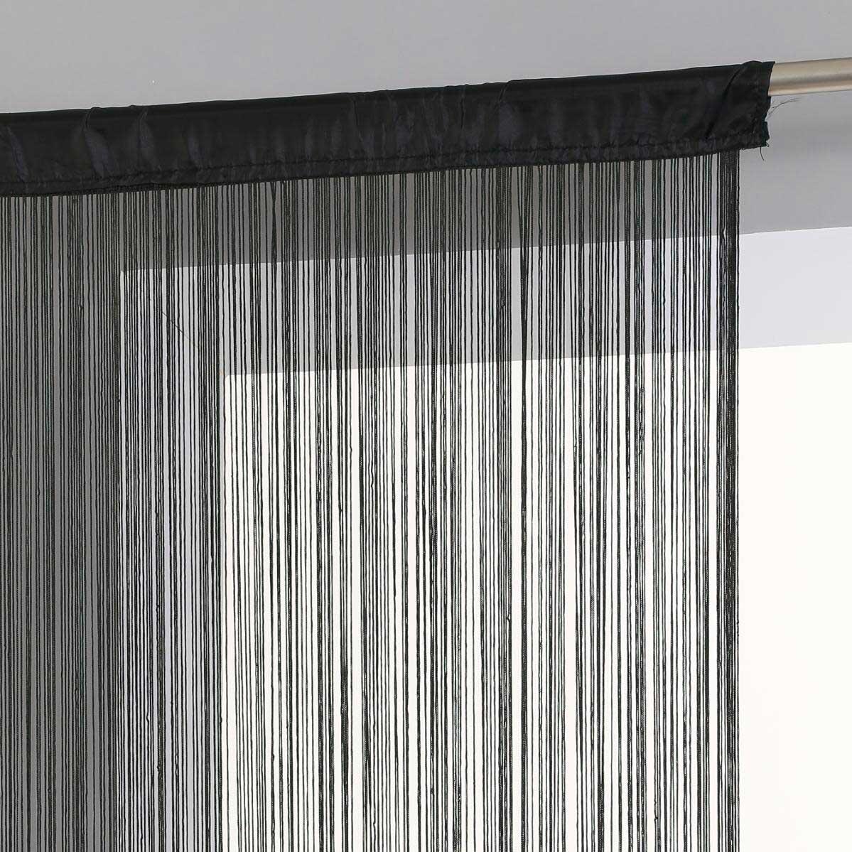 Rideau de fil (90 x H200 cm) Uni Noir 1