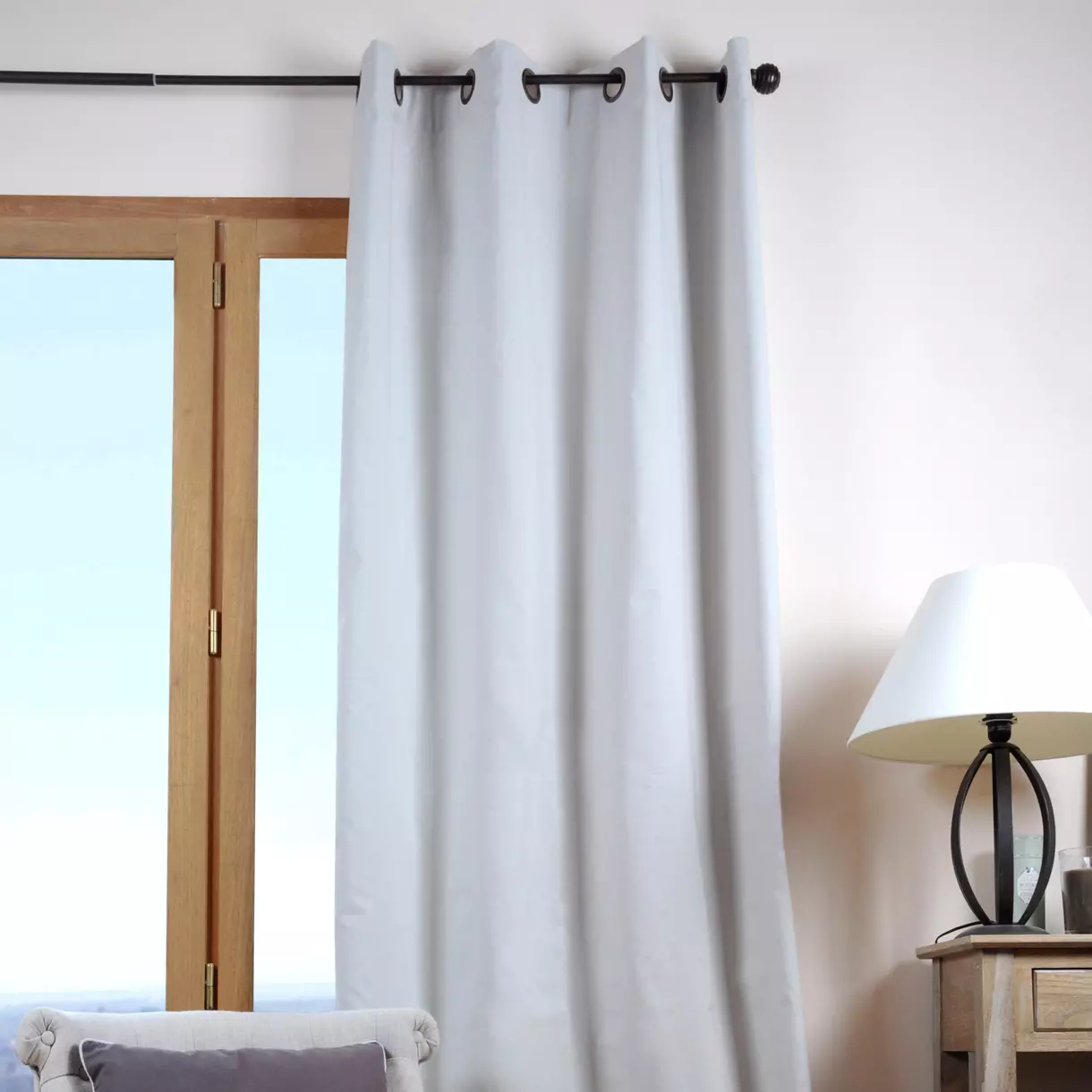 Cortina algodón (135 x 240 cm) Duo Gris perla 1