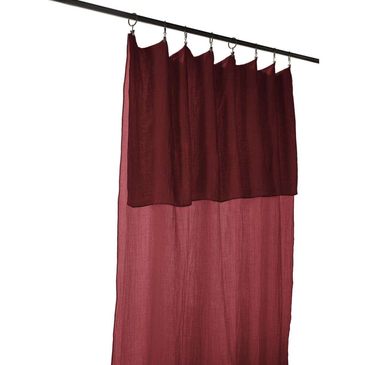 Höhenverstellbarer Vorhang aus Baumwoll-Gaze (140 x max. 300 cm) Gaïa Weinrot 6