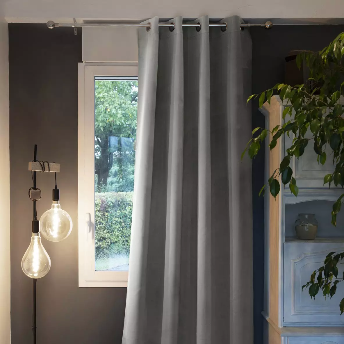 Cortina opaca aislante (135 x 260 cm) Laponia  Gris claro 1