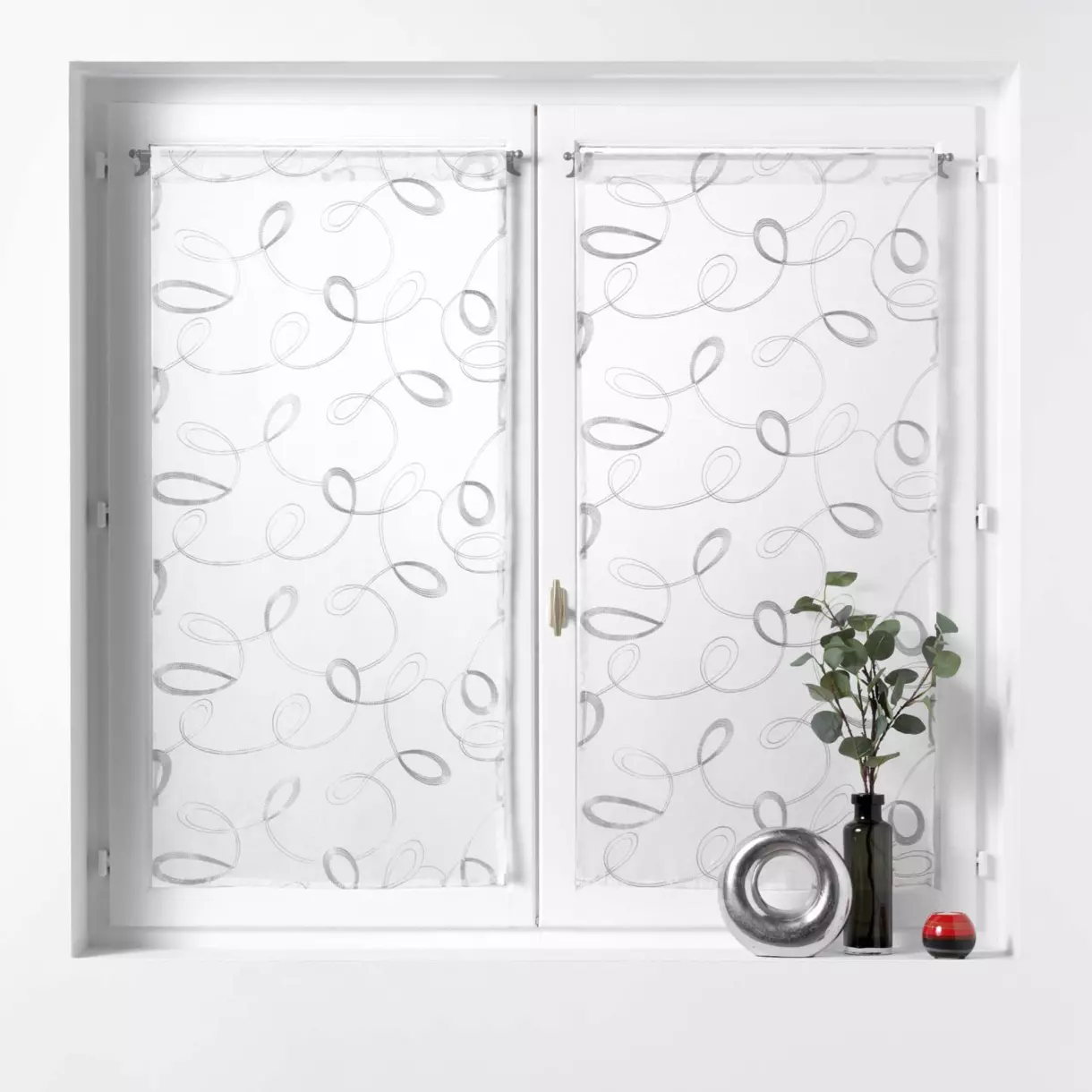 Par de visillos (60 x 160 cm) Hoops Gris 1