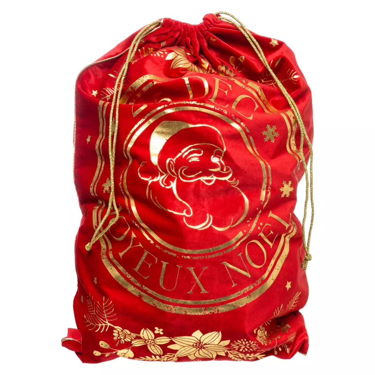 Stoffen cadeauzak hoofd kerstman Rood 1