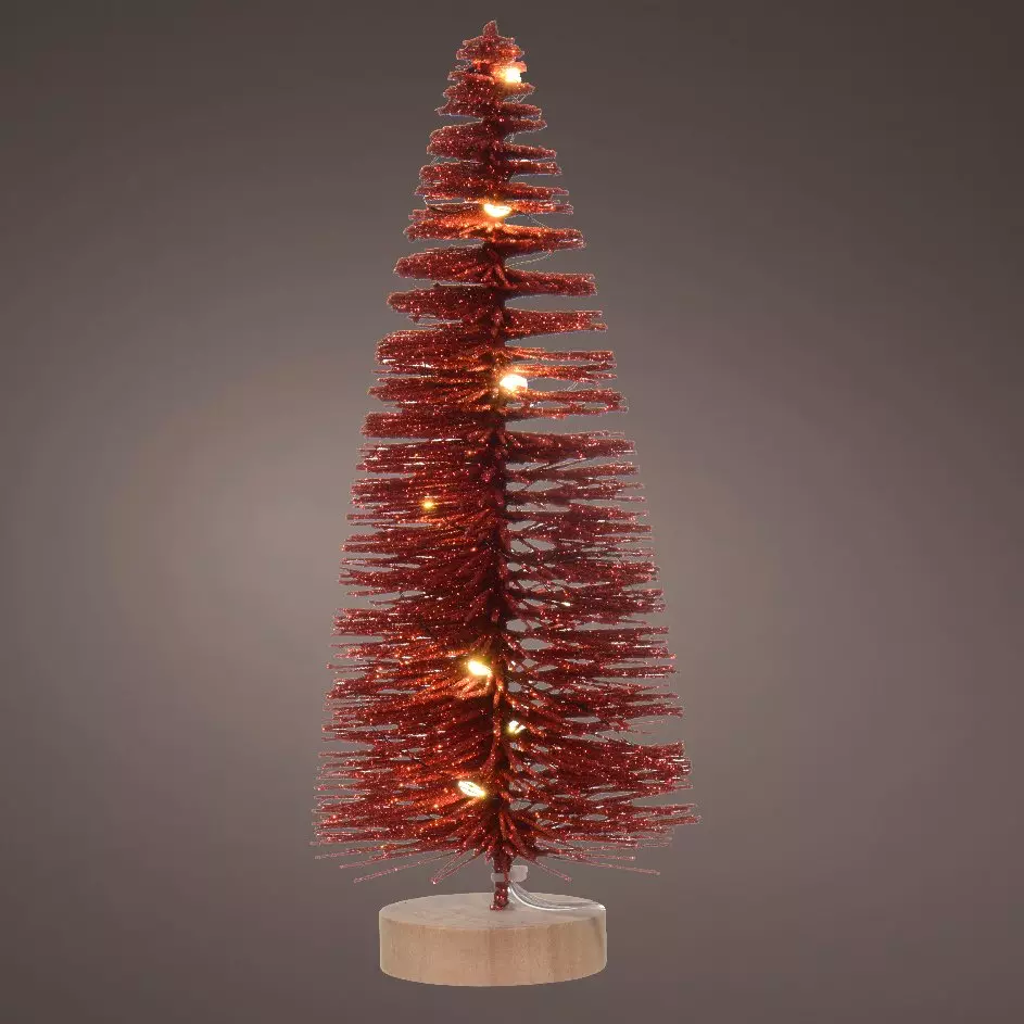 Deko-Tanne beleuchtet  Lidy 20 cm Rot 1