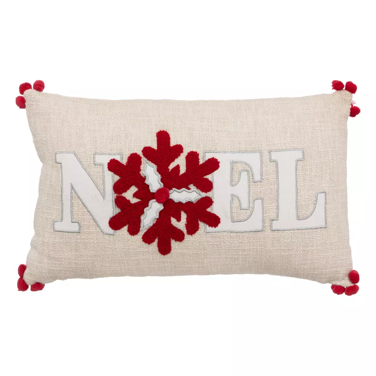 Cojín de Navidad cuadrado (40 cm) Flocon Noël blanco

