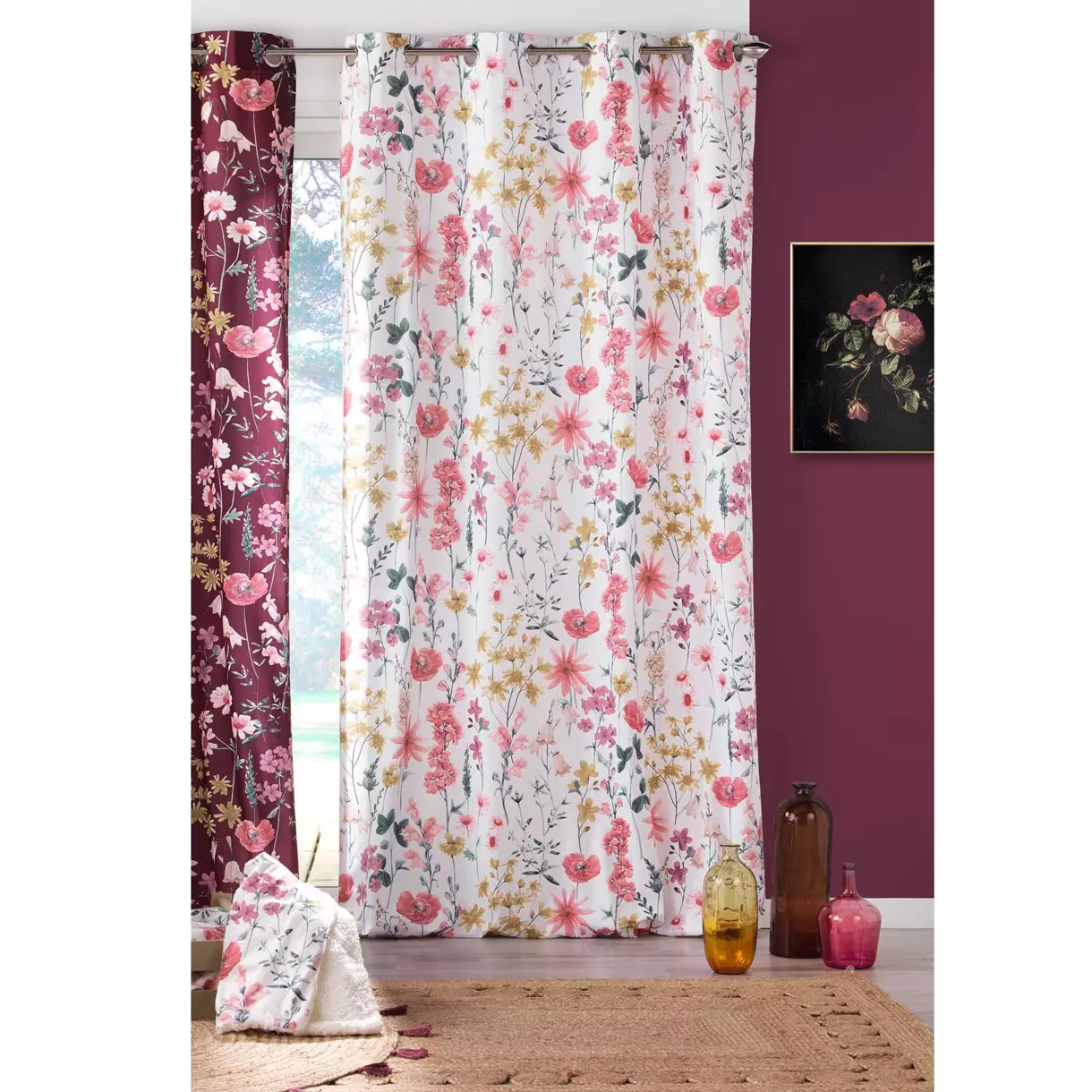 Cortina  semi-opaca(140 x 240 cm) Florabella Blanco 1