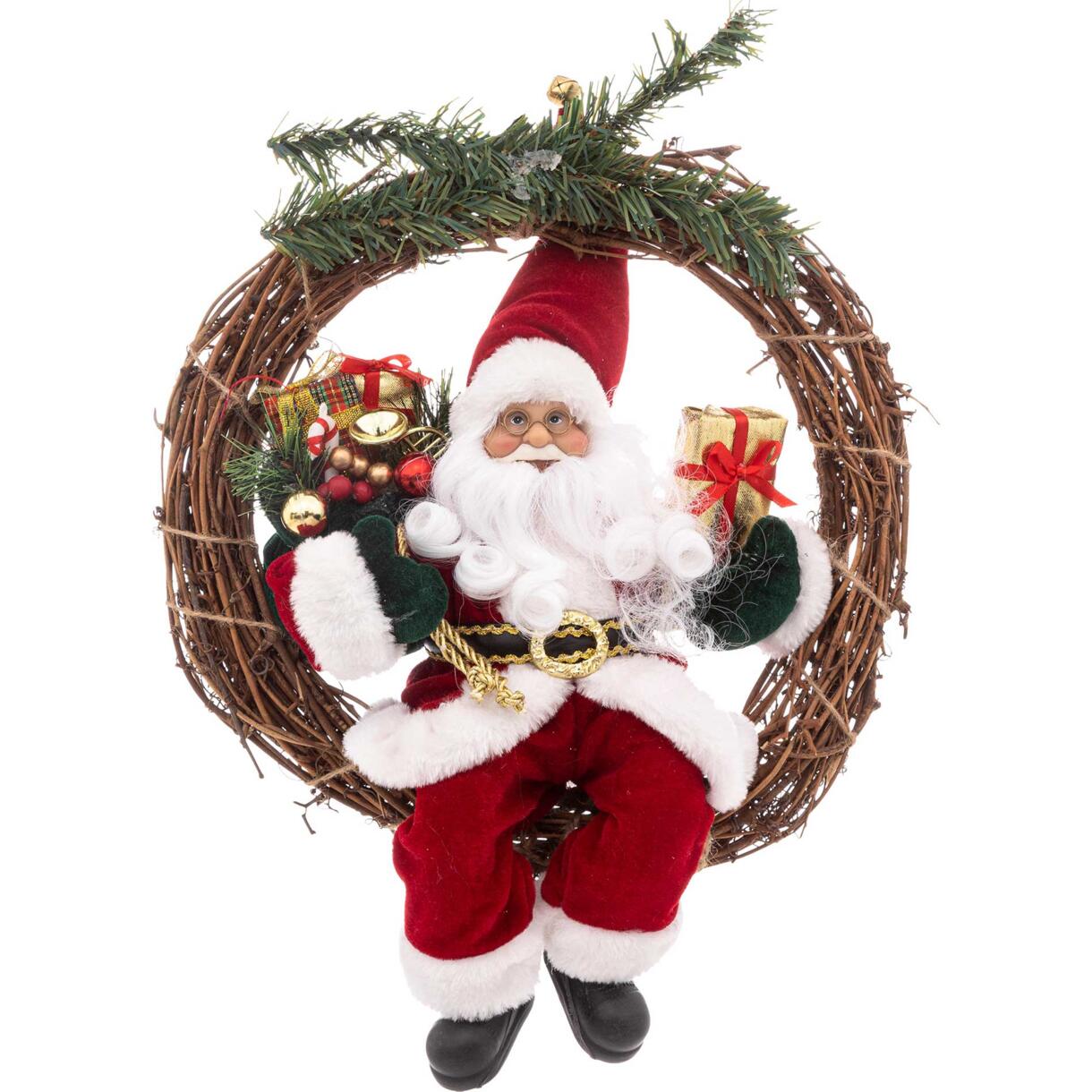 Babbo Natale seduto sulla corona Alt. 30 cm 1