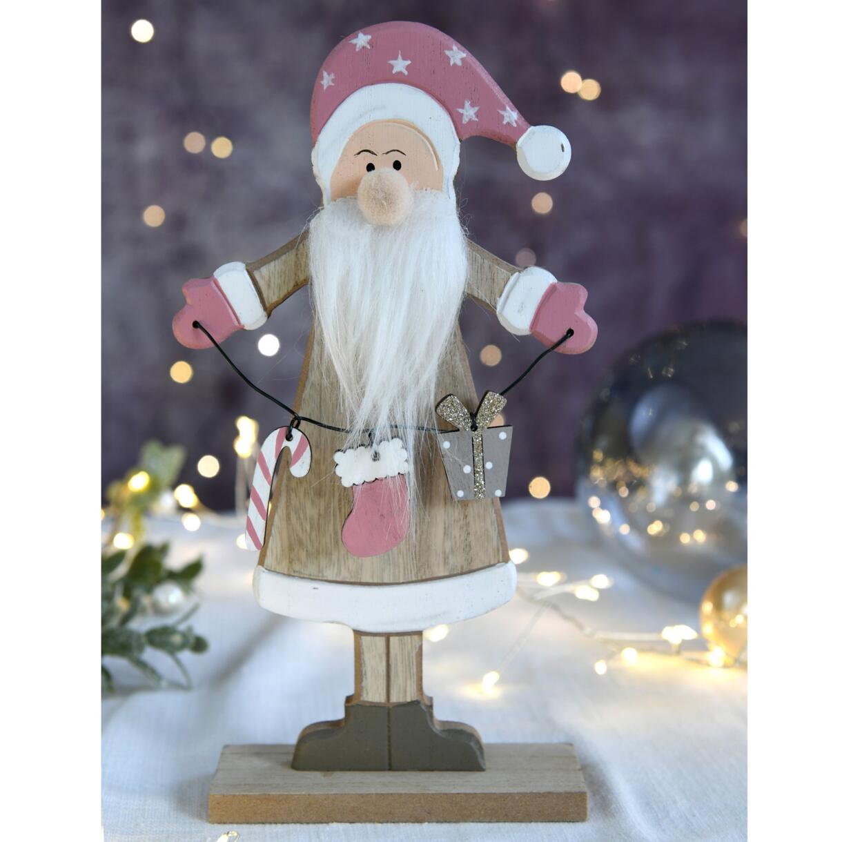 Babbo Natale Kurt in legno da posare naturale 1
