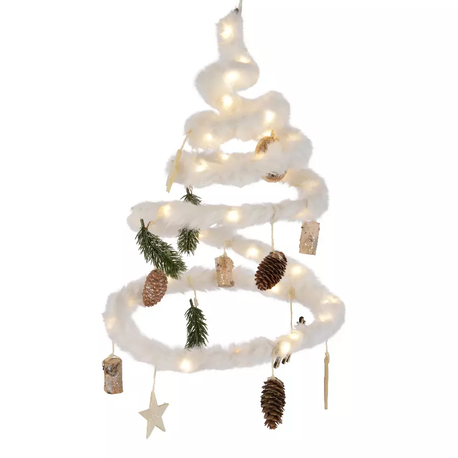 Sapin décoré à piles Spirale naturelle Blanc chaud 1