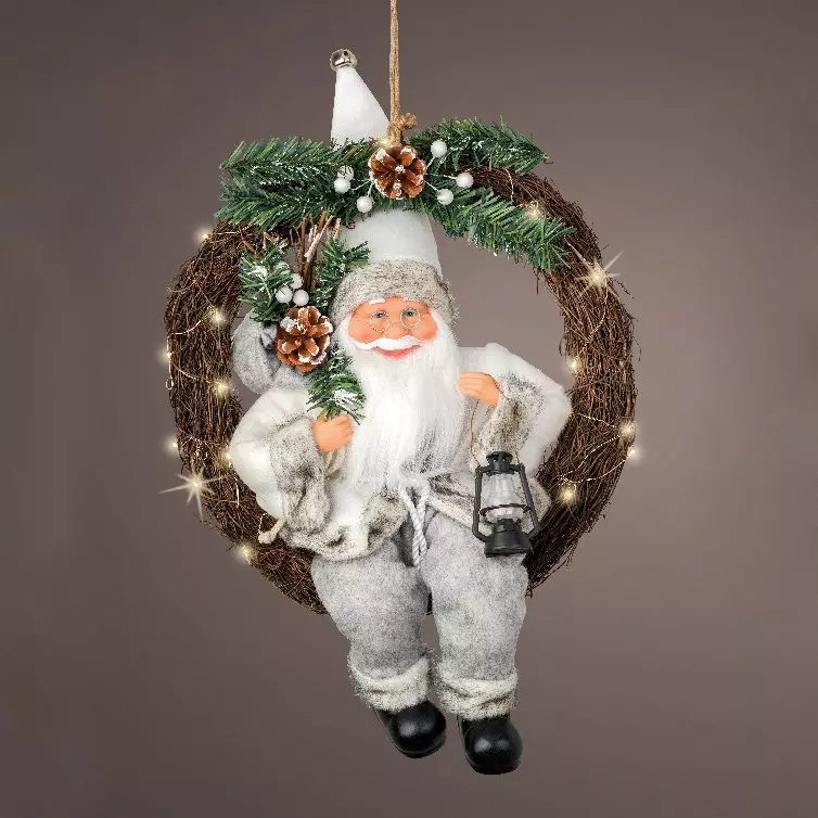 Père Noël et couronne Lino H45 cm 1