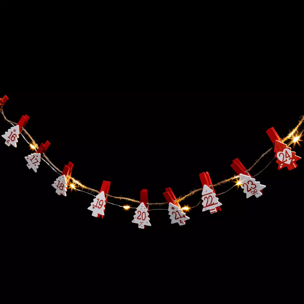 Luces de Navidad Calendario de Adviento Blanco cálido 24 LED 1