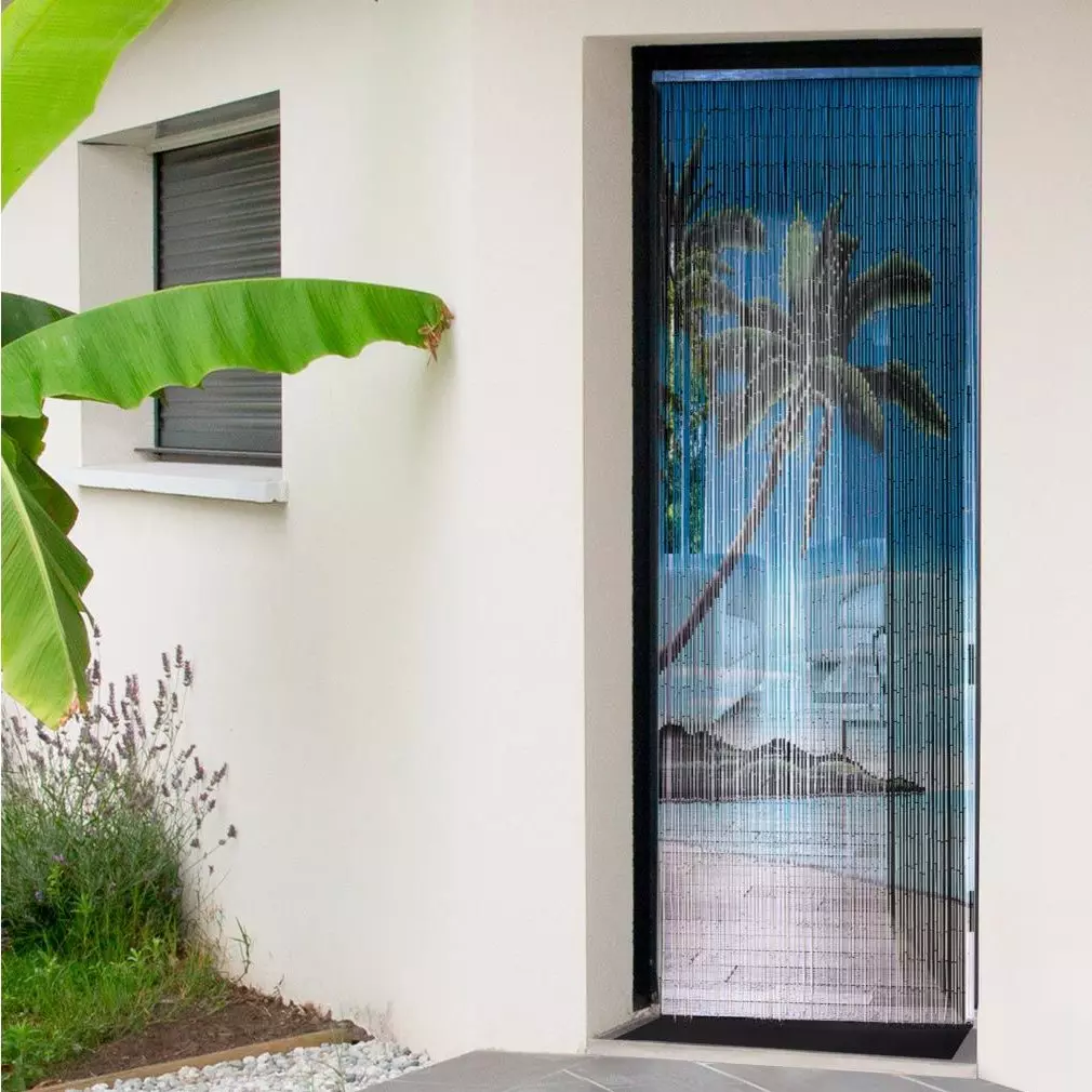 Cortina para puerta (90 x 200 cm) Stick Bambú Lagoon Azul 1