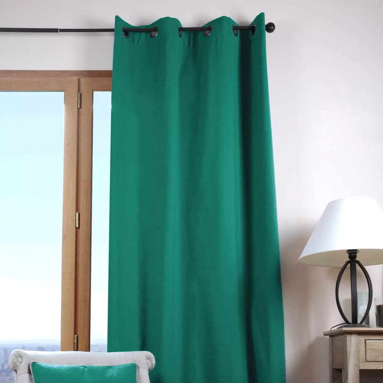 Cortina algodón (135 x 240 cm) Duo Verde esmeralda 1