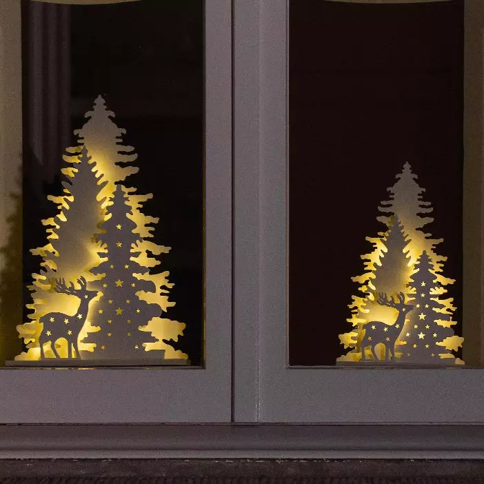 Foret nordique lumineuse à piles  blanc chaud 1