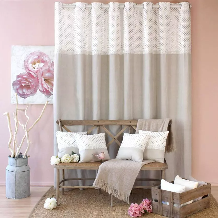 Cortina (140 x Altura 240 cm) Romance encaje Natural 1