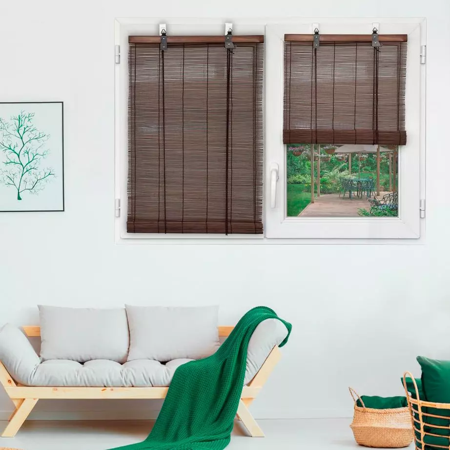 Estor para enrollar de varillas ( 90 cm x 180 cm) Bambú Chocolate 1