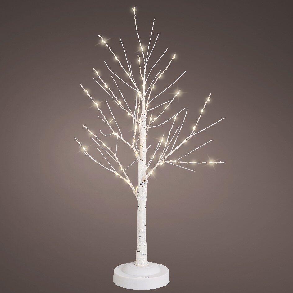 LED-Baum Birke mit weißem Fuß batteriebetrieben Warmweiß 1