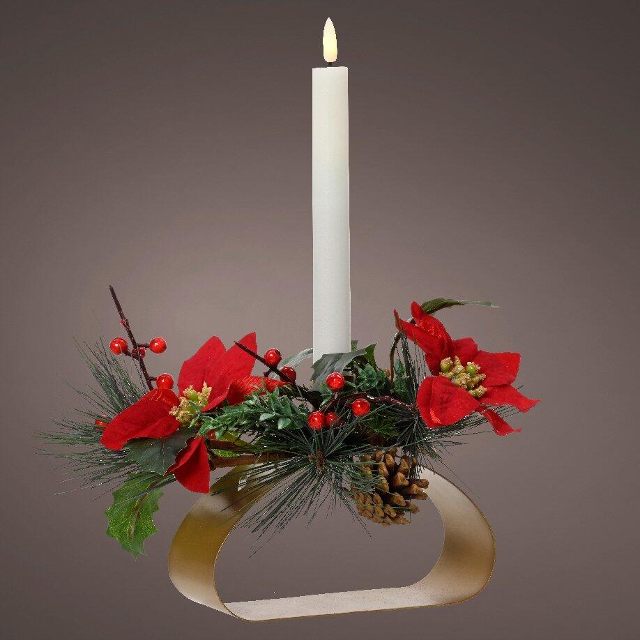 Candelero  con vela Flor de Navidad Blanco cálido 1