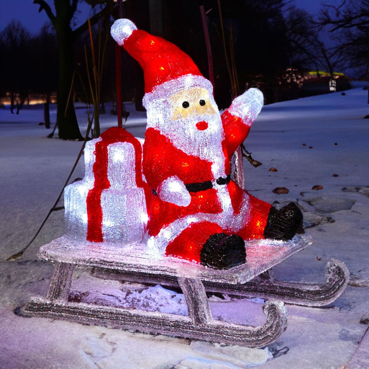 Père Noël lumineux Luge cadeaux Blanc froid 60 LED 1