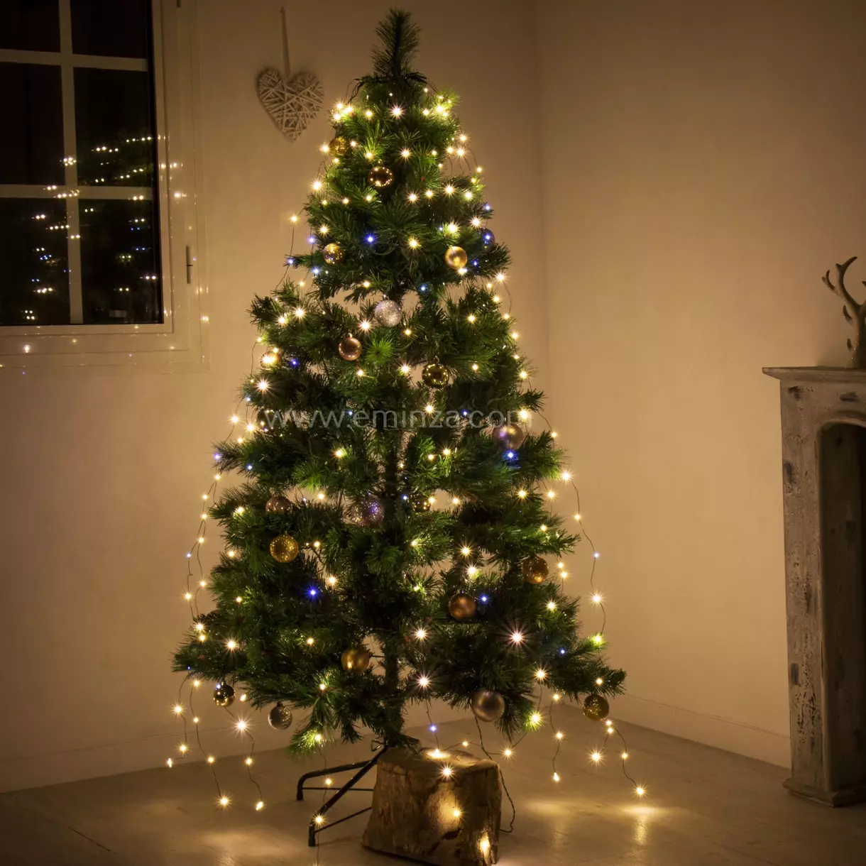 Cortina de luces para árbol Micro led H1,80 m Blanco cálido 408 LED 1
