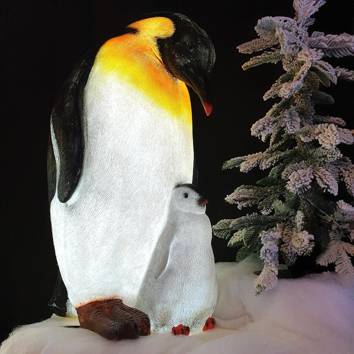 Pingouin lumineux et son bébé Blanc froid 8 LED 1