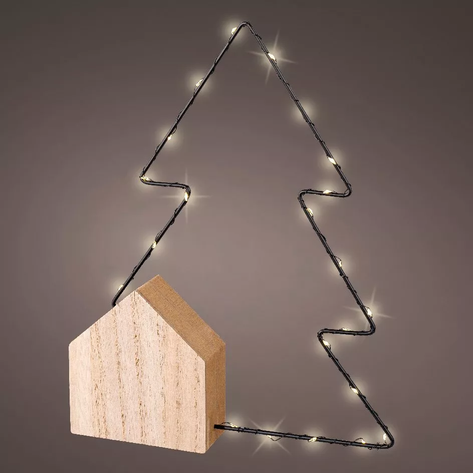 Sapin lumineux à piles 22 LED (H30 cm) Alpina Blanc chaud