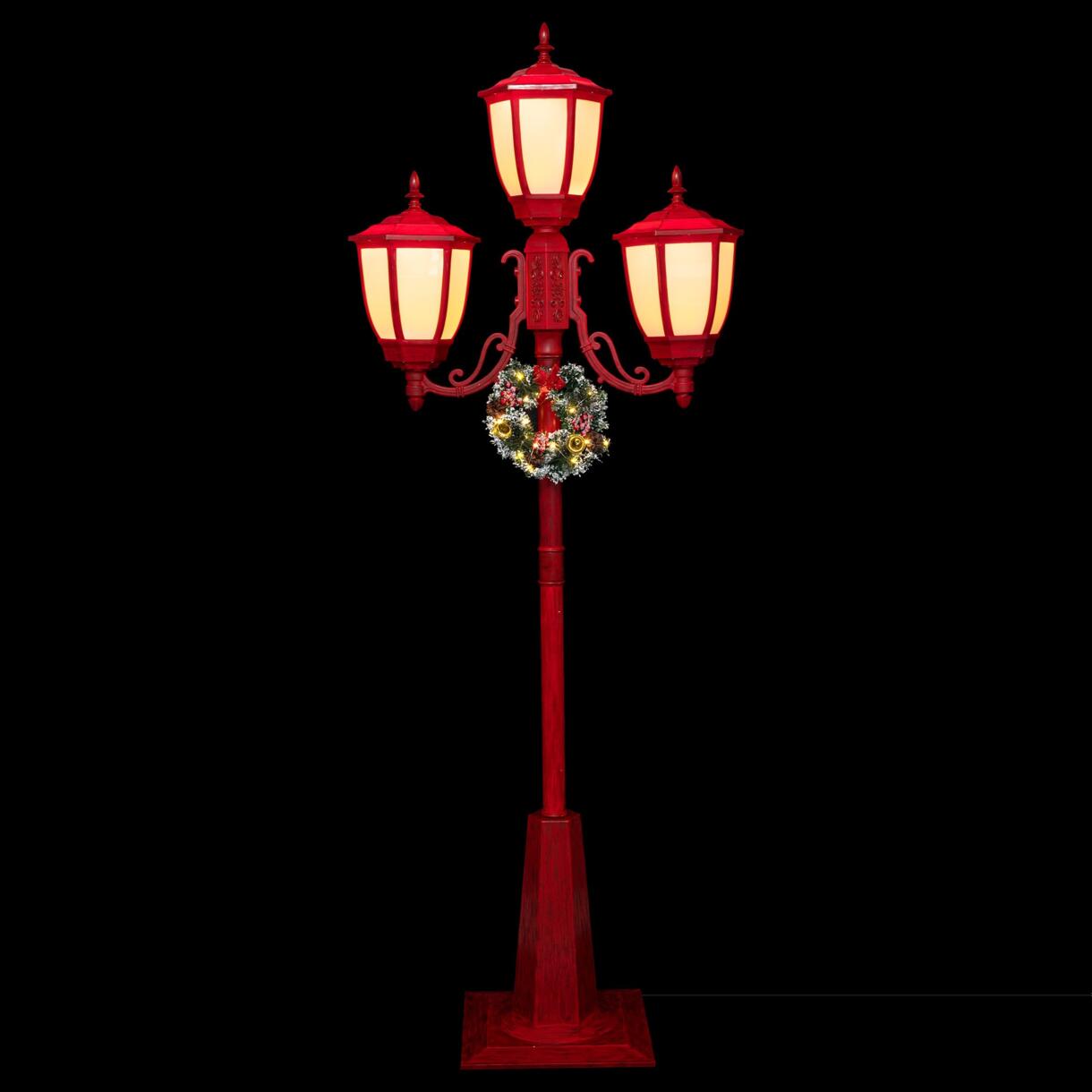 Lampadario illuminato  3 lanterne Rosso/Bianco