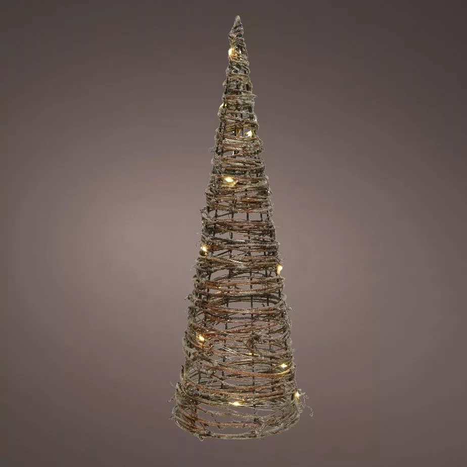 Pyramide lumineuse à piles 30 LED (H80 cm) Rattan Blanc chaud