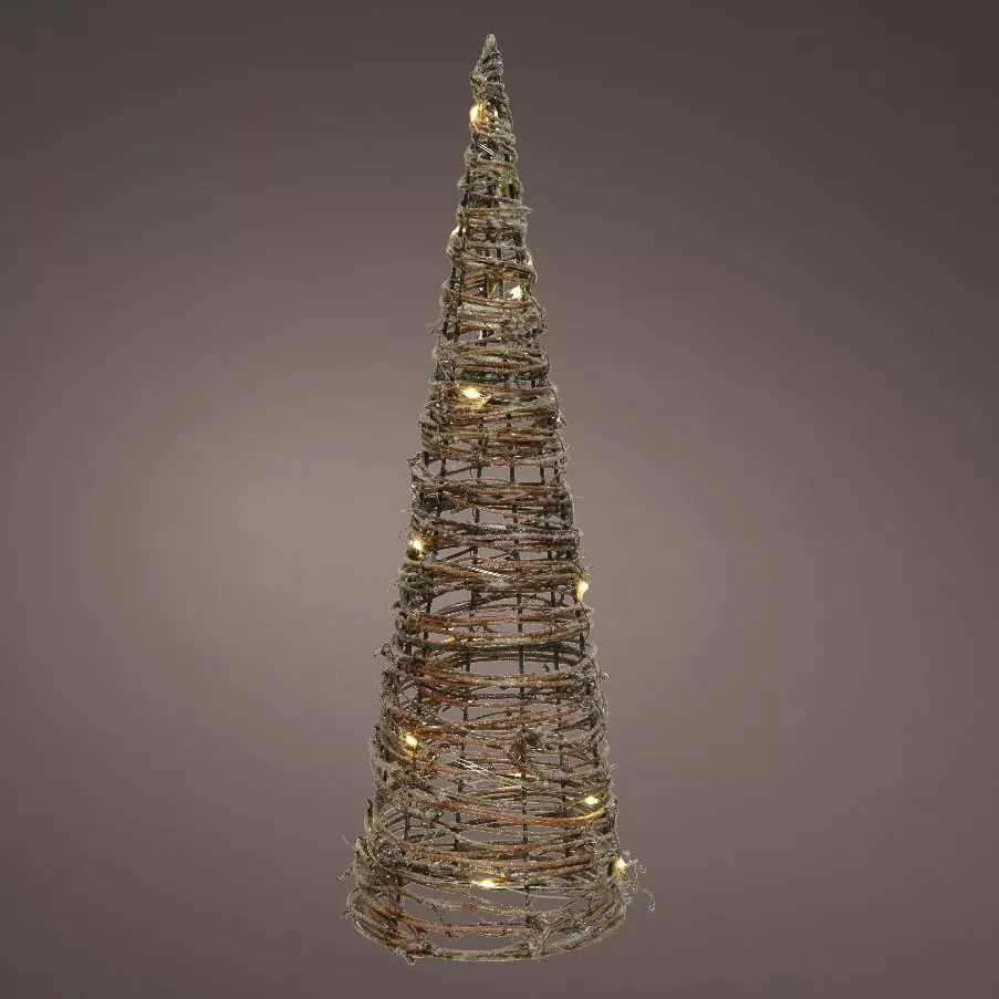 Pirámide luminosa con pilas Rattan Blanco cálido 20 LED