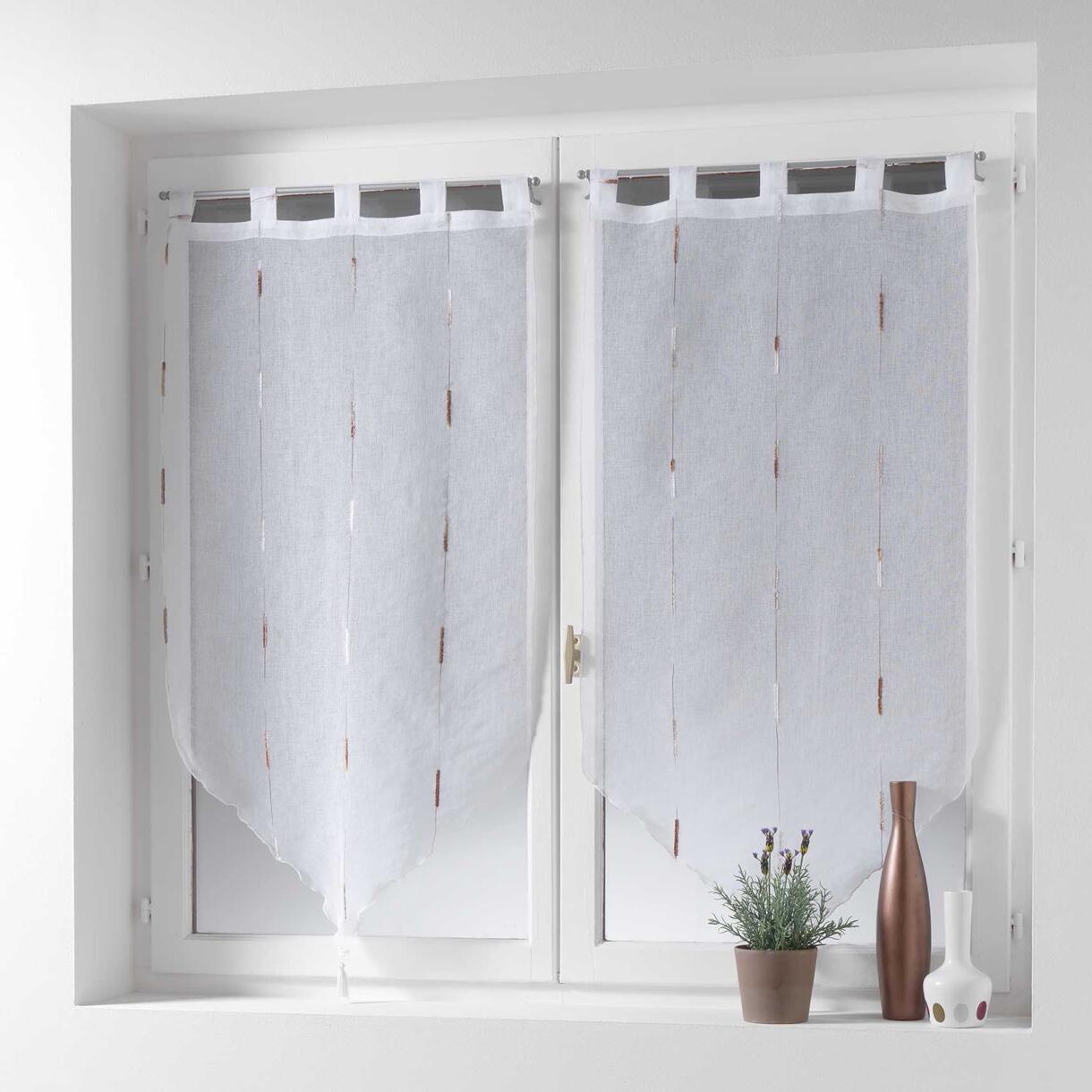 Coppia di tende trasparenti (45 x 90 cm) Chenilla Tortora 1