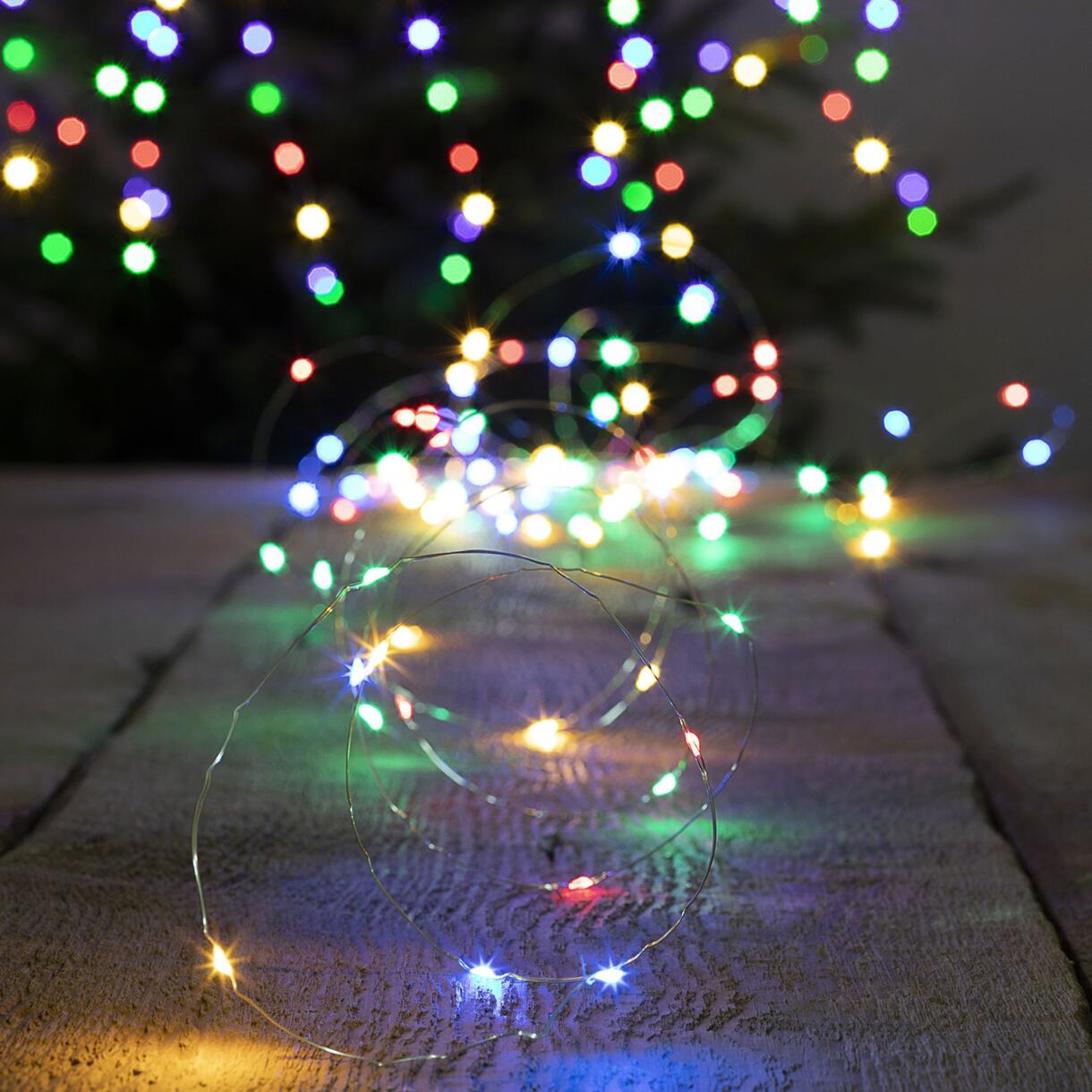 Luces de Navidad Solar 30 m Multicolor 300 Micro LED Coper CA 1