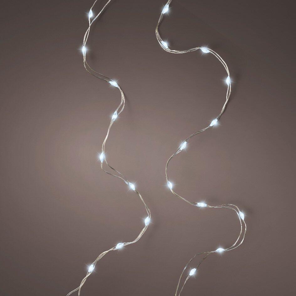 Ghirlanda luminosa Luxe Durawise a pile 1,59 m Bianco freddo 100 Micro LED extra lucido CA 1