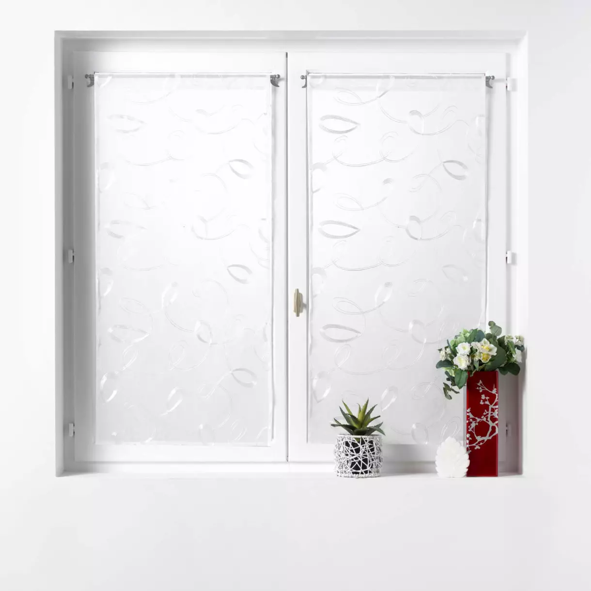 Par de visillos (60 x 120 cm) Hoops Blanco 1