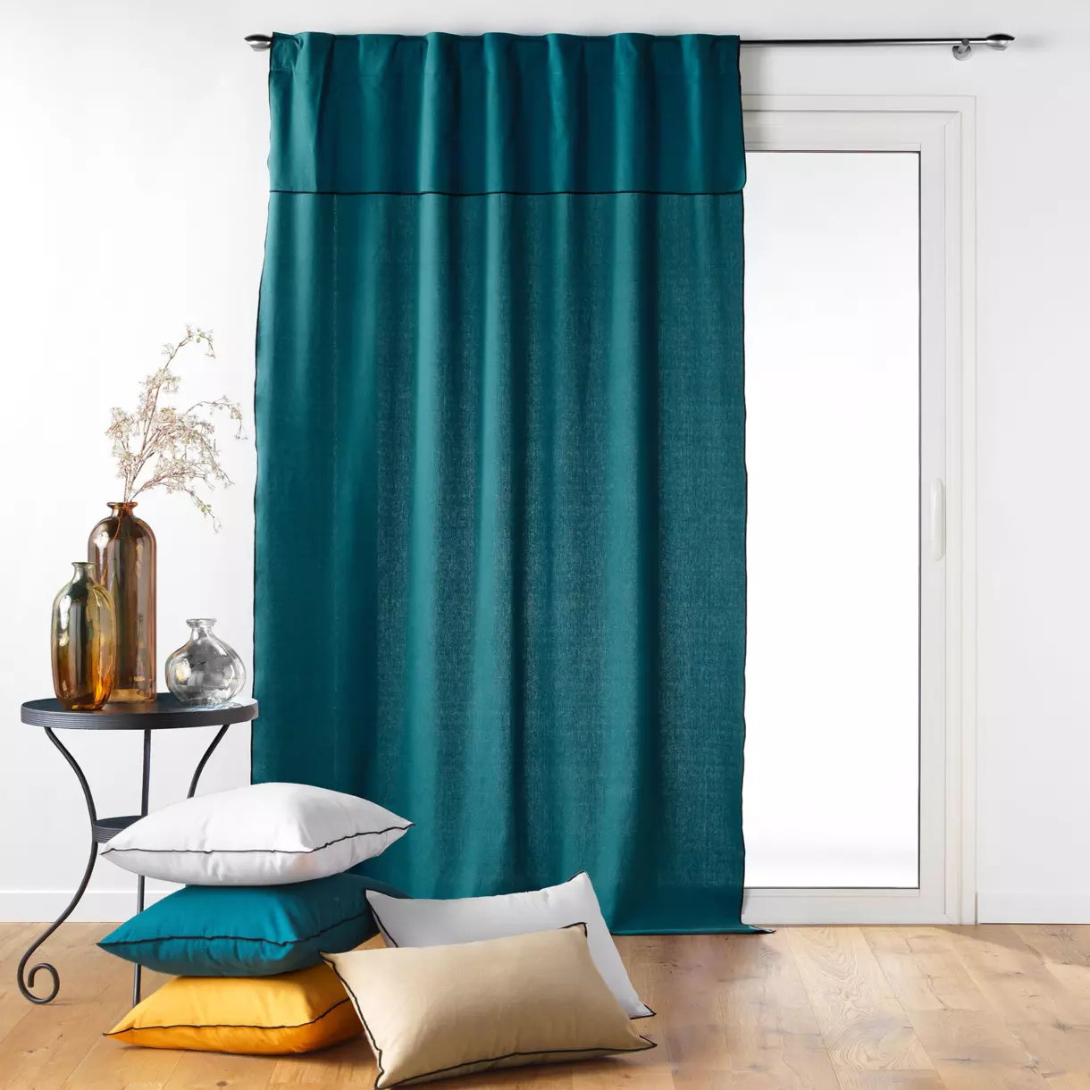 Rideau coton recyclé (140 x 240 cm) Mistraline Bleu canard 1