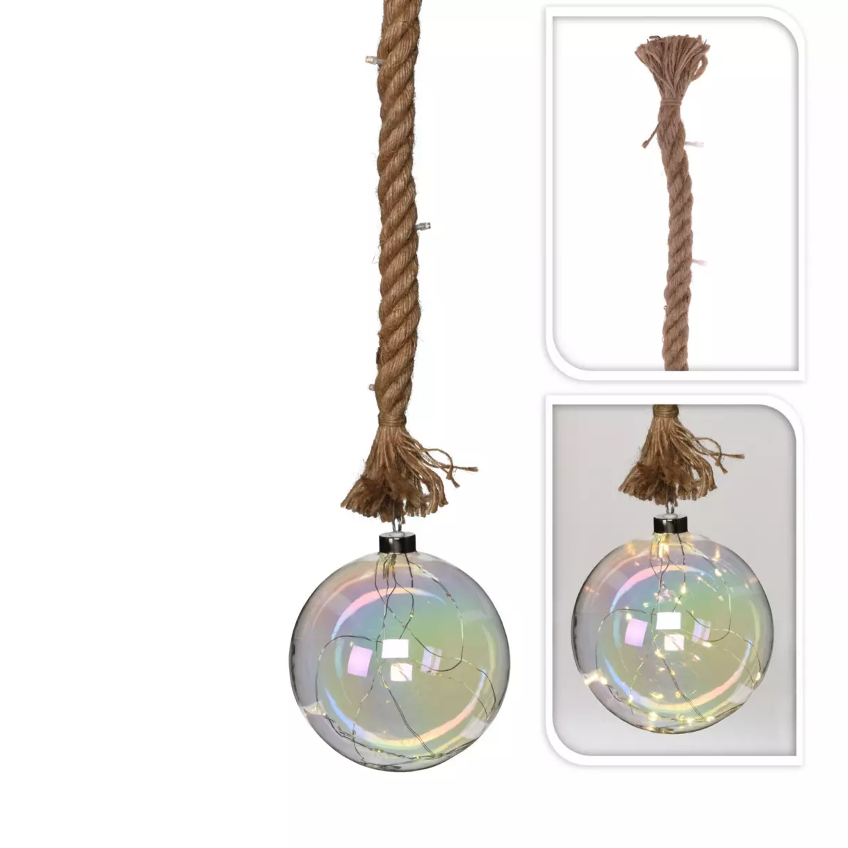 Suspensión luminosa Bola de cristal brillante que funciona con pilas	 Blanco cálido 24 LED 1