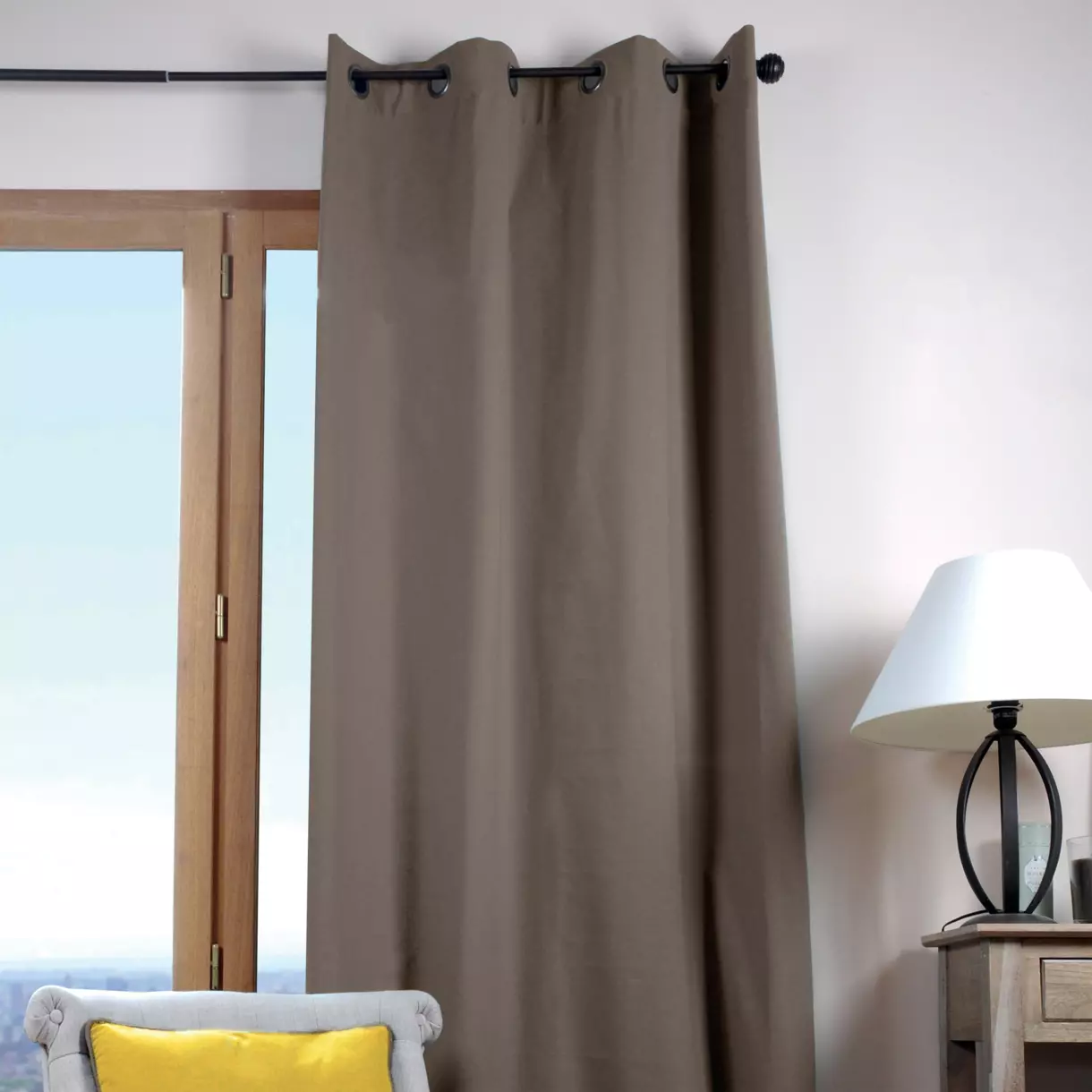 Rideau coton (135 x 240 cm) Duo Taupe 1