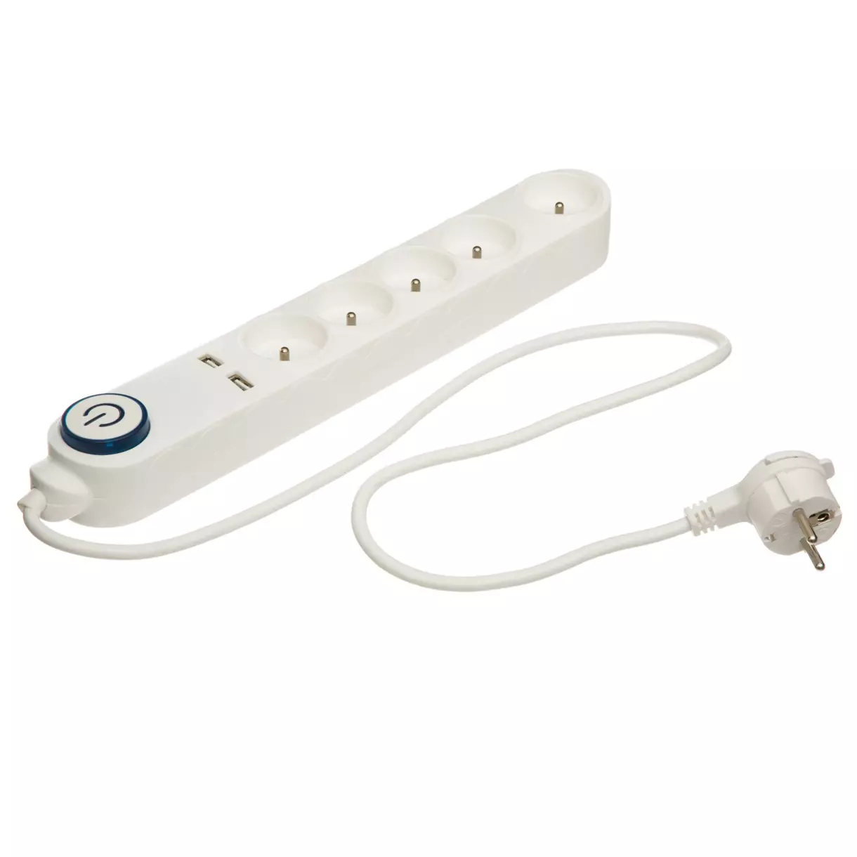 Multiprise à 5 entrées et 2 ports USB 1