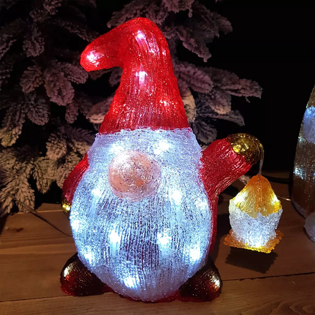 Père Noël lumineux à piles Nain Blanc froid 40 LED 1